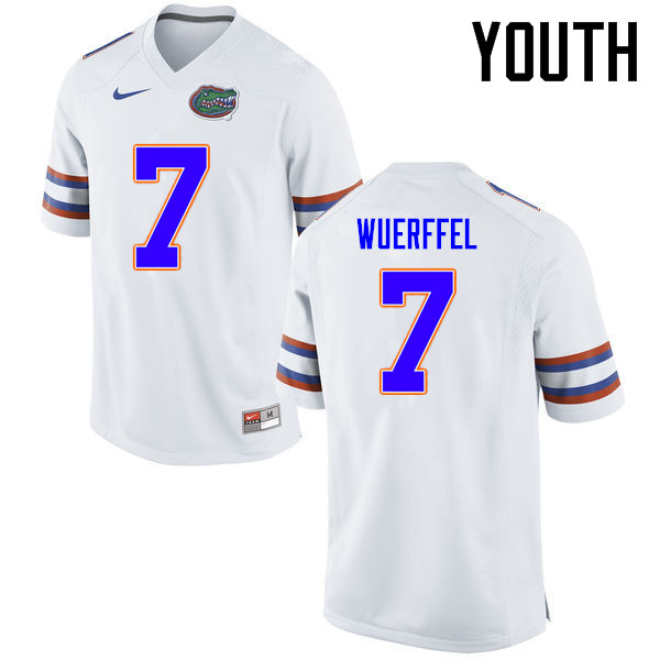 Youth Florida Gators #7 Danny Wuerffel College Football Jerseys Sale-White - Click Image to Close